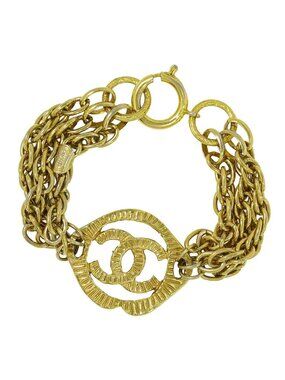 Chanel CC Logo Bracelet Bangle Gold Plated